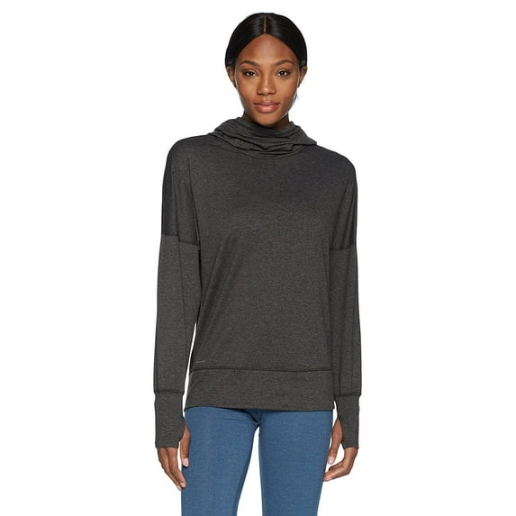 saucony women's run strong hoodie, black heather, small