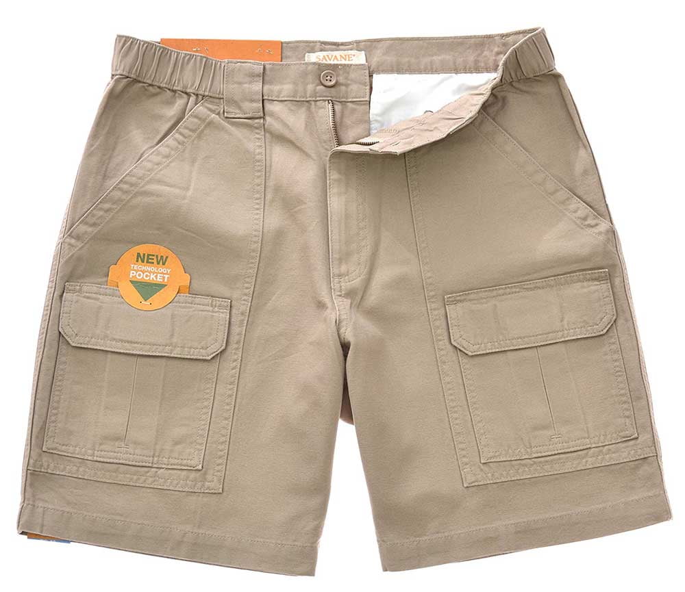Savane Men's Comfort Elastic Waist Hiking Cargo Shorts with