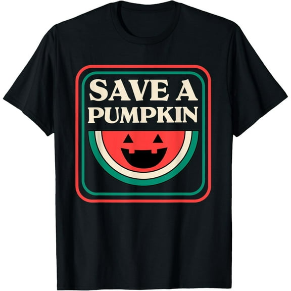 save a pumpkin retro 80s watermelon jack o lantern halloween T-Shirt
