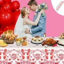 savings!Happy Valentine's Day Round Tablecloth Love Heart Table Cloth Plaid Tablecloth Polyester Table Cover For Kitchen Dining Room Party Home Valentines Decorations,Home Decor