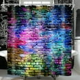 thumbnail image 1 of saxeuu Colorful Graffiti Brick Wall Shower Curtain Hip Hop Multicolor Rainbow Painting Cool Street Fun Aesthetic Decor Fabric Bathroom Polyester Waterproof 72x72 Inch 12-Pack Plastic Hooks WW-VKSU, 1 of 6