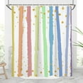 thumbnail image 1 of saxeuu Kids Rainbow Shower Curtain Girls Colorful Fun Cute Girly Striped Aesthetic Preppy Pastel Bright Kawaii Teen Women Toddler Abstract Home Bathroom Decor Bathtub Set with 12 Hooks, 72x72, Funky, 1 of 6