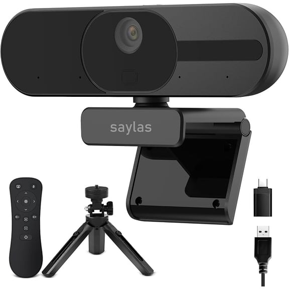 saylas 4K Webcam with Microphone and Speaker, 120 FOV Wide Angle Web cam with Remote, Noise-Cancelling Mics, Auto Focus, Privacy Cover, Plug & Play Web Camera for Computer, USB Webcam for Pc, Laptop