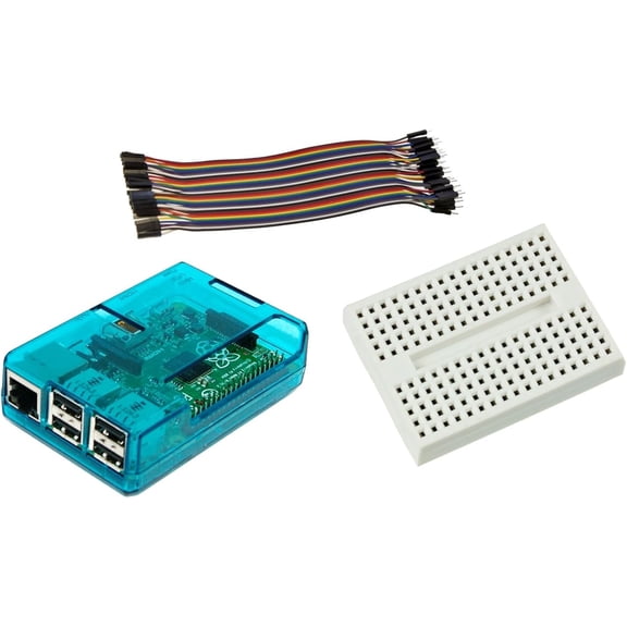 sb Components Case for Raspberry Pi 2 Model B & Raspberry Pi 3 B+ with Mini Breadboard and 40pcs Male to Female 20cm Jumper Wire Connectors (Blue)