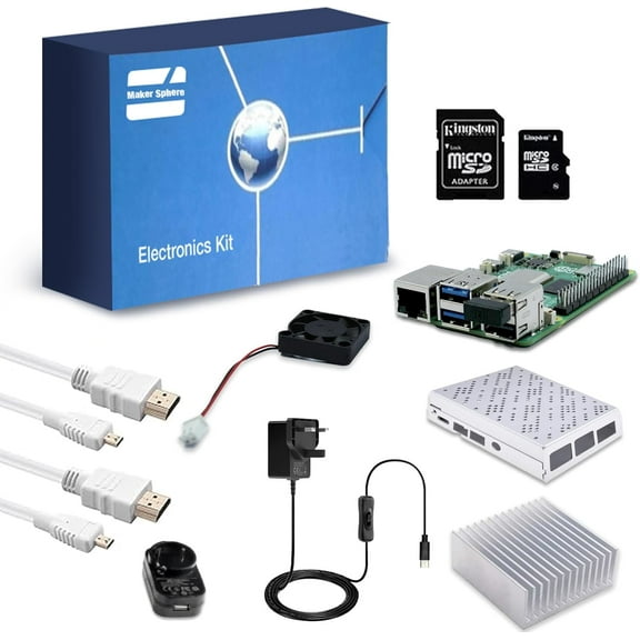 sb Components Raspberry Pi 4 Model B 8GB Starter Kit with 32GB SD Card, Raspberry-Pi Aluminum Case (Raspberry Pi 4 Model B 8GB)