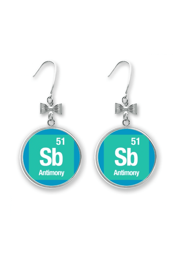 sb antimony checal element chem bow earrings drop stud pierced hook