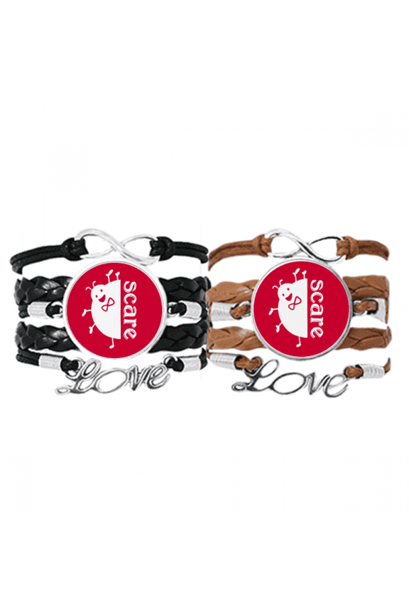 scare outline ladybug lovely mignon bracelet hand strap leather wristband double set