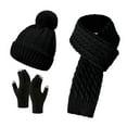 thumbnail image 1 of scarf and gloves set for womenWomens Winter Hat Scarf Glove Set Fleece Lined Knit Hat Warm Long Scarf Winter 3 PC Set, 1 of 6