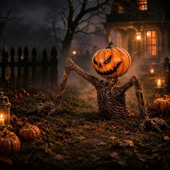 Scary Pumpkin Halloween Decorations Clearance, Outdoor Halloween Props Yard Displays, Halloween Skeletons Outdoor Pumpkin Decor for Party Garden
