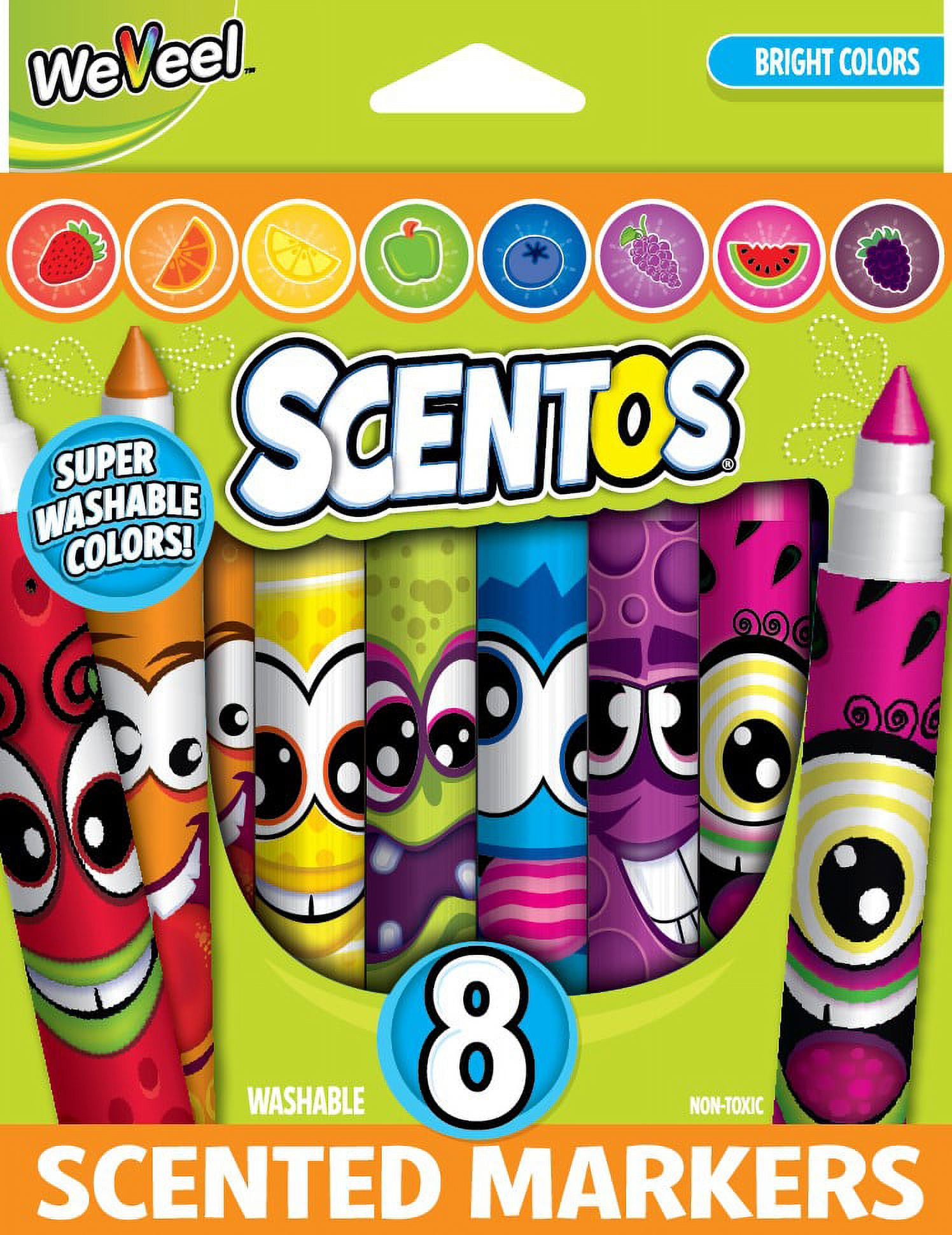 scentos classic scented markers for kids ages 4-8 - colored markers for  school - coloring book markers (8-pack)