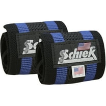 schiek heavy duty rubber reinforced wrist wraps (blue) - 12 inch (24")