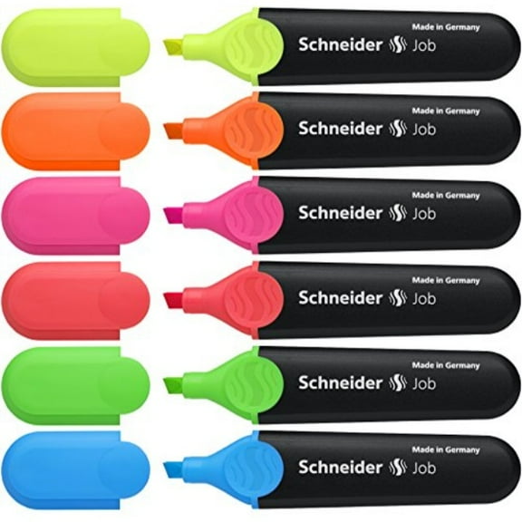 schneider job 150 highlighters - assorted colours (wallet of 6)
