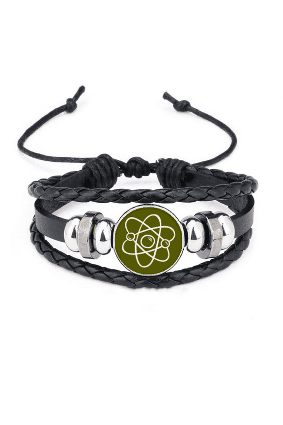 school atoms around electronic physics bracelet braided leather woven wristband