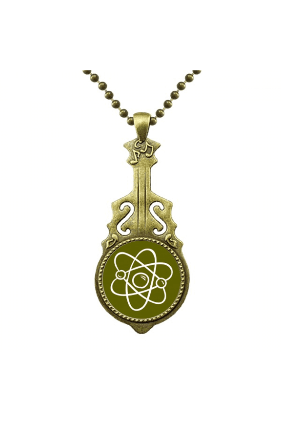 school atoms around electronic physics necklace antique guitar jewelry music pendant