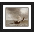 thumbnail image 1 of school of Jan van de Capelle 17x15 Black Ornate Wood Framed Double Matted Museum Art Print Titled - Sailboats in a Breeze (Between 1655 and 1660), 1 of 5