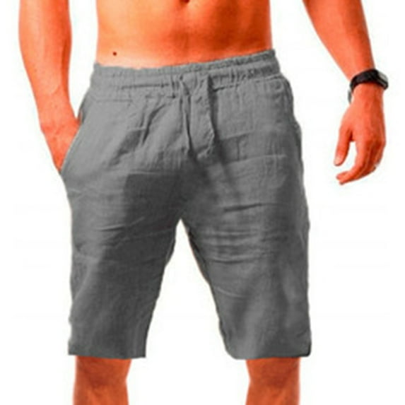 sckarle Men's Shorts Relaxed Fit Pocket Elastic Waist Drawstring Outdoor Workout Gym Joggers 3/4 Cotton Short Pants with Pockets