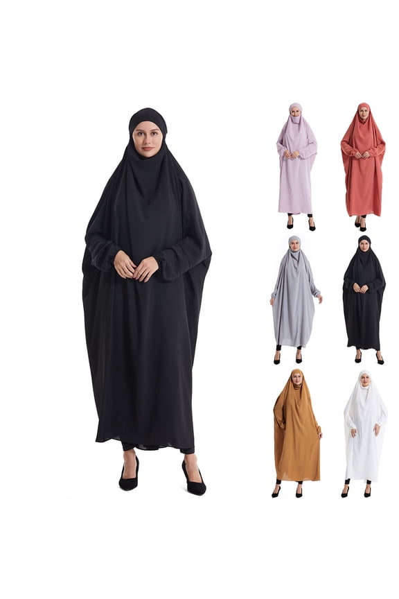 Women's Muslim Abaya Dress Overhead Prayer Ramadan Long Hijab Dress Long Sleeve Islamic Abayas Robe Loose Maxi Dress Red,XL