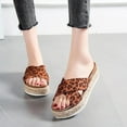 thumbnail image 1 of sckarle Women's espadrille Wedge Sandal Leopard Print Sandals Espadrilles Hemp Rope Woven Thick-soled Casual Slippers Criss Cross Band Footbed Slippers for Festivals Everyday Leisure, 1 of 8