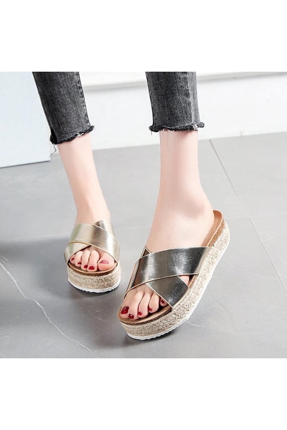 Women's espadrille Wedge Sandal Leopard Print Sandals Espadrilles Hemp Rope Woven Thick-soled Casual Slippers Criss Cross Band Footbed Slippers for Festivals Everyday Leisure