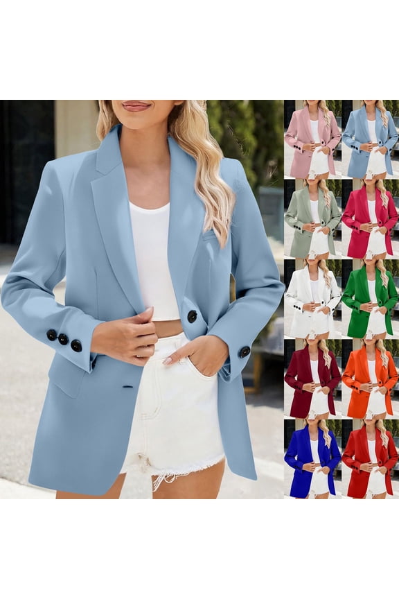 Womens Blazer Business Casual Long Sleeve Lapel Open Front Suit Jacket 2026 Loose Fit Lightweight Cardigan Dressy Work Office Blazers Pink,M