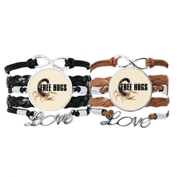 scorpion insect pincers attack bracelet hand strap leather wristband double set
