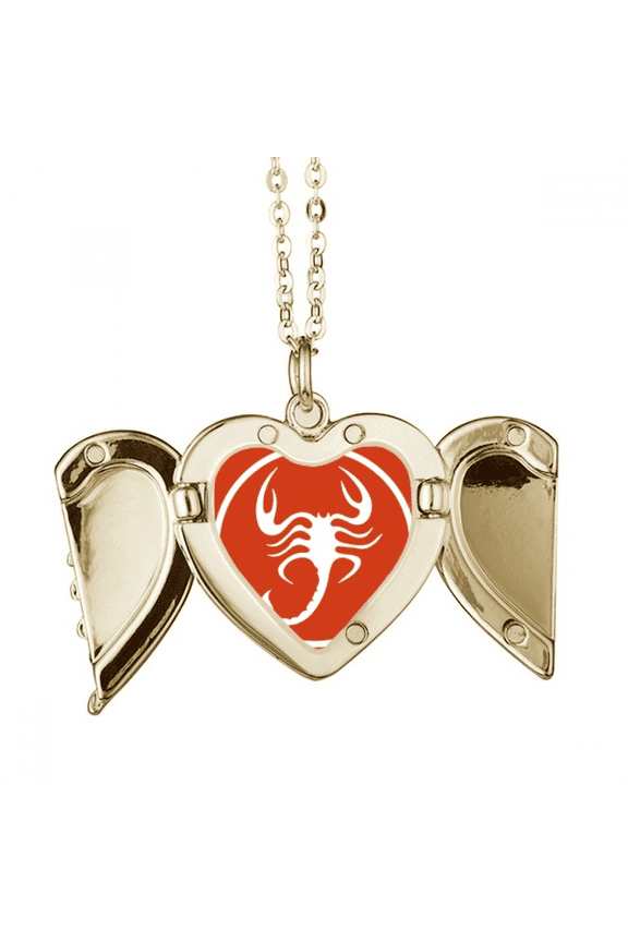 scorpion natural insect folded wings peach heart pendant necklace