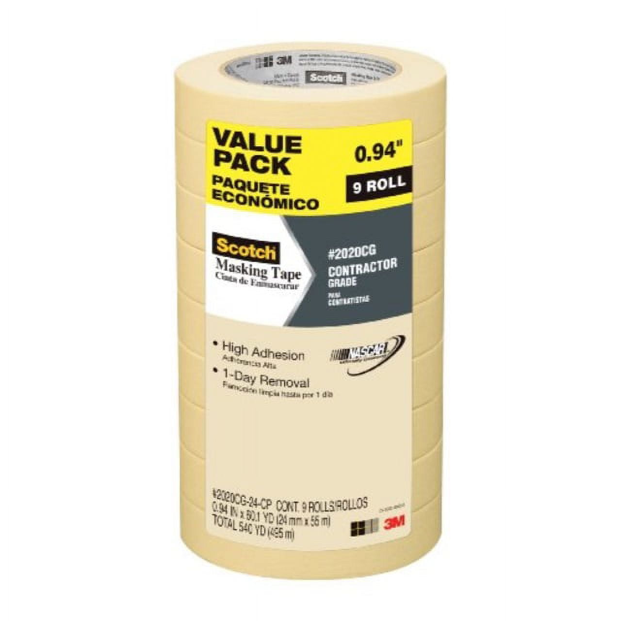 scotch painter's tape 051141949635 scotch contractor grade masking tape, 2020cg-24-cp, 0.94-inch by 60.1-yards, 9 rolls. 94, kkkk,