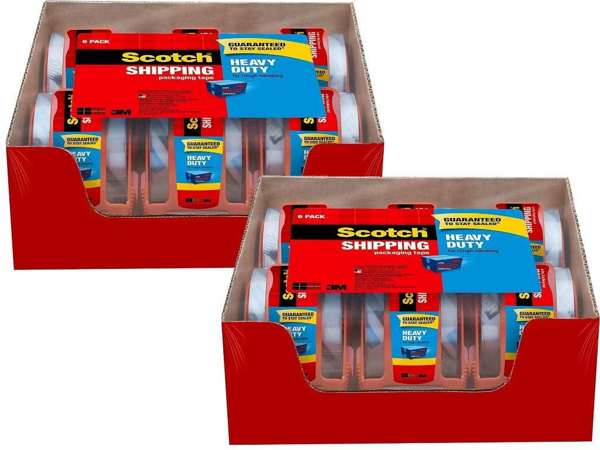 Scotch Tape Heavy Duty Shipping Packaging Tape, 1.88 Inches x 800 Inches, 1.5" Core, Clear, Great for Packing, Shipping & Moving, Rolls with Dispenser 142-6 2 Pack, 12 Rolls 548415484564864