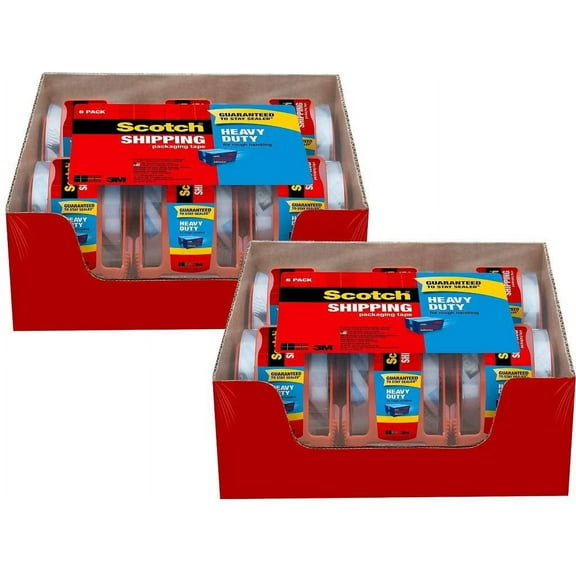 Scotch Tape Heavy Duty Shipping Packaging Tape, 1.88 Inches x 800 Inches, 1.5" Core, Clear, Great for Packing, Shipping & Moving, Rolls with Dispenser 142-6 2 Pack, 12 Rolls 548415484564864