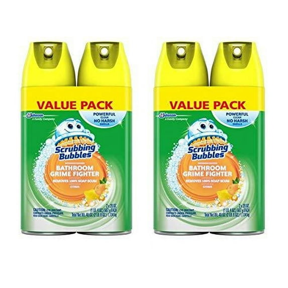 scrubbing bubbles bathroom grime fighter aerosol, citrus, 20 oz, 2 count (pack of 2)