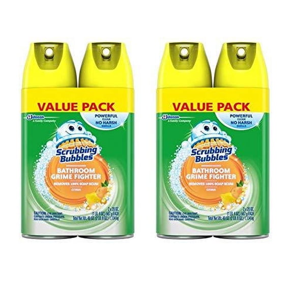 scrubbing bubbles bathroom grime fighter aerosol, citrus, 20 oz, 2 count (pack of 2)