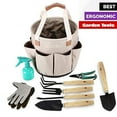thumbnail image 1 of scuddles garden tools set - 9 piece heavy duty gardening tools with storage organizer, ergonomic hand digging weeder, rake, shovel, trowel, sprayer, gloves gift for men & women (bucket), 1 of 3