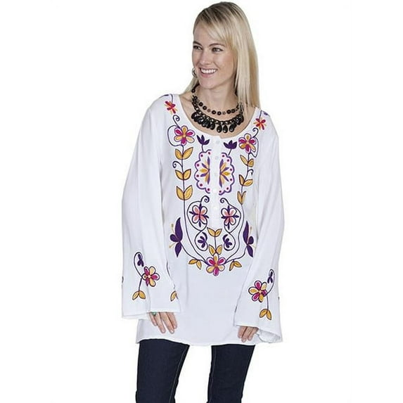 scully e190-wht-xl gia womens blouse, white - extra large