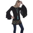 thumbnail image 1 of scully hc462-blk-xl embroidered tunic with ruffle sleeves, black - extra large, 1 of 1