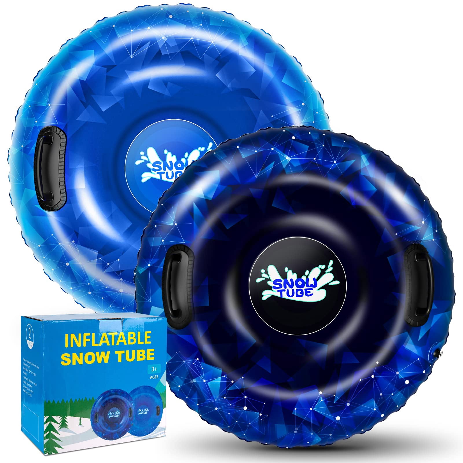 Snow Tubes For Sledding Heavy Duty, 48 Inch Inflatable Snow Sled Premium Canvas Cover Thickened Bottom Leash Strap Towing Fun Winter Family Outdoor Activi - View #3