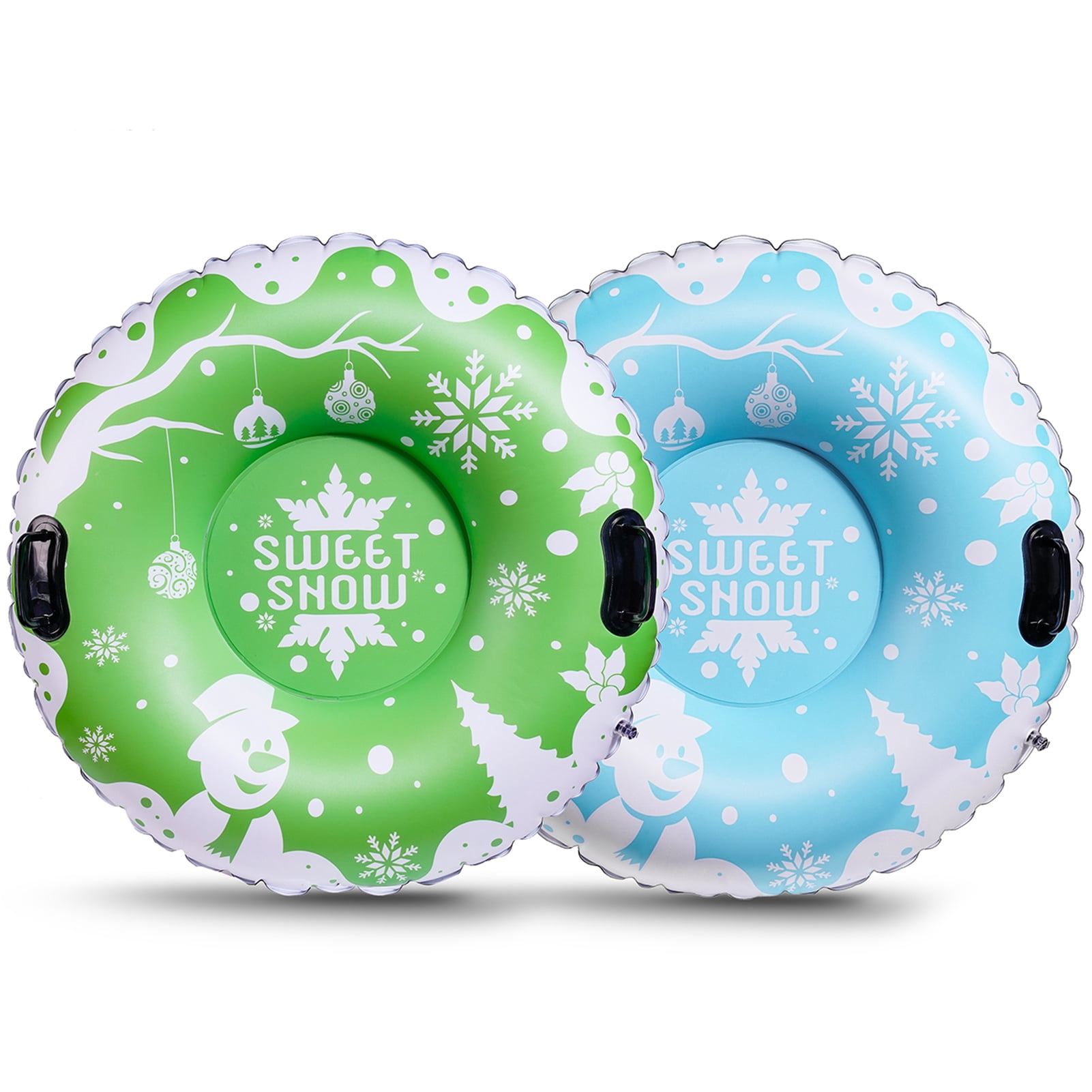 scurora 2 Pack Snow Tube, 36" Cold-Resistant Inflatable Snow Sled, Thickened Heavy Duty Sleds for Winter with Handles, Winter Toys for Outdoor Sledding Snow Tube Sports
