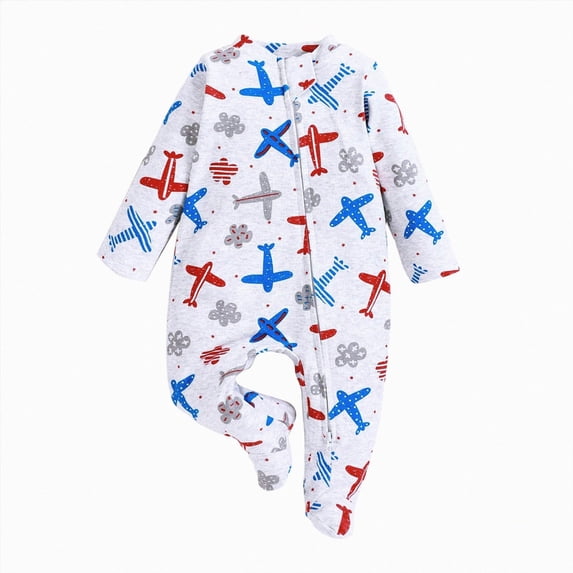 sdbrld Baby Pajamas Preemie Clothes Boy Newborn Sleepers 3 6 9 12 18 24 Months Unisex Infant Long Sleeve Romper Jumpsuit Fall Winter Blue Sizes 6-12 Months