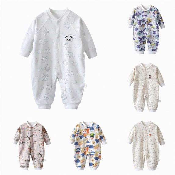 sdbrld Baby Pajamas Unisex Preemie Sleeper Newborn Long Sleeve Romper Bodysuit Infant Boys Fall Winter Clothes 0 3 6 9 12 18 Months White Sizes 9-12 Months