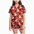 thumbnail image 1 of sdbrld Christmas Pjs for Kids Girls Pajamas Cute Short Sleeve Button Down Shirt and Shorts 2Pcs Matching Set Sizes 10-11 Years, 1 of 5
