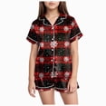 thumbnail image 1 of sdbrld Christmas Pjs for Kids Girls Pajamas Cute Short Sleeve Button Down Shirt and Shorts 2Pcs Matching Set Sizes 4-5 Years, 1 of 5