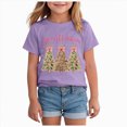 thumbnail image 1 of sdbrld Christmas Shirts for Kids Girl Xmas Cute Graphic Tshirts Cartoon Short Sleeved Tee Tops Purple Sizes 2-3 Years, 1 of 6