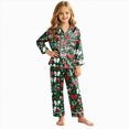 thumbnail image 1 of sdbrld Christmas Silk Pajamas for Kids Girls 2 Piece Cute Graphic Pjs Fall Winter Button Down Long Sleeve Top and Pants Holiday Home Loungewear Sizes 9-10 Years, 1 of 7