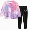 thumbnail image 1 of sdbrld Girls Adorable Casual Tie Dye Pattern Long Sleeved Pullover + Elastic Pants Fashion Outfit Sets,Sizes 2-3 Years, 1 of 9