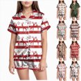thumbnail image 1 of sdbrld Girls Christmas Pajamas Button Up Top & Shorts Matching Pjs Set Kids Sleepwear Set Xmas Gift for Children Sizes 8-9 Years, 1 of 5