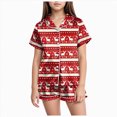 thumbnail image 1 of sdbrld Girls Christmas Pajamas Button Up Top & Shorts Matching Pjs Set Kids Sleepwear Set Xmas Gift for Children Sizes 8-9 Years, 1 of 5