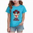 thumbnail image 1 of sdbrld Girls Christmas Shirts Kids Short Sleeve Xmas Ugly Graphic Tees Gift for Children Sky Blue Sizes 3-4 Years, 1 of 4
