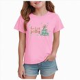 thumbnail image 1 of sdbrld Girls Christmas Shirts Short Sleeve Crew Neck Graphic Tees Holiday Tops Toddler to Big Kid Pink Sizes 9-10 Years, 1 of 5