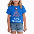 thumbnail image 1 of sdbrld Girls Christmas Shirts for Kids Cute Graphic Short Sleeve Holiday Tee Tops Blue Sizes 11-12 Years, 1 of 6