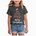 thumbnail image 1 of sdbrld Girls Christmas Shirts for Kids Cute Graphic Short Sleeve Holiday Tee Tops Grey Sizes 3-4 Years, 1 of 6