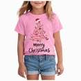 thumbnail image 1 of sdbrld Girls Christmas Shirts for Kids Cute Graphic Short Sleeve Holiday Tee Tops Pink Sizes 9-10 Years, 1 of 6